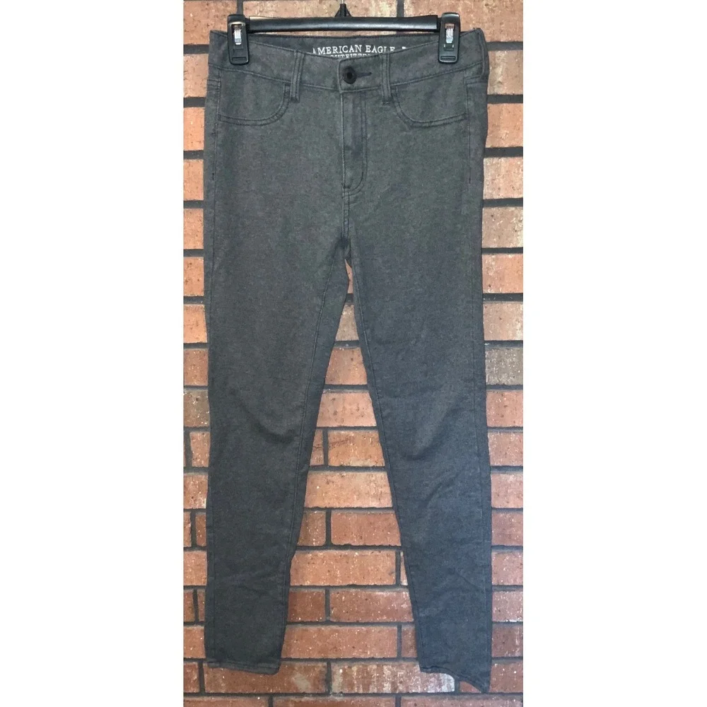 American Eagle Outfitters Womens‎ Gray Heather Jeggings Super Stretch Jeggings 4
